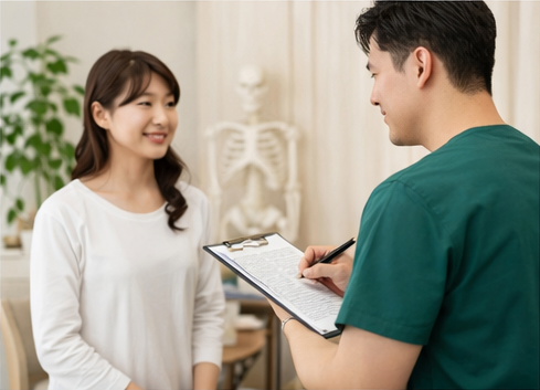 ゆるめる角度の施術